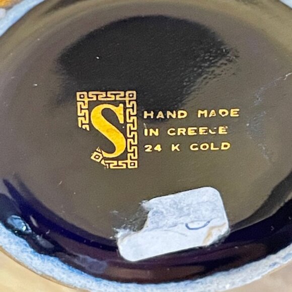 Spyropoulos dark cobalt blue 24K gold vase. - Picture 7 of 9